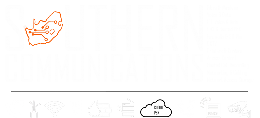 Southern Comms Header with products - White